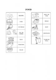 English worksheet: revision food (part1)