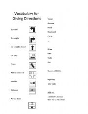 Vocab for Giving Directions