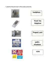 English worksheet: types of telephone