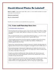 English Worksheet: Should Altered Photos Be Labeled?