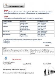 English worksheet: Complimentary Close