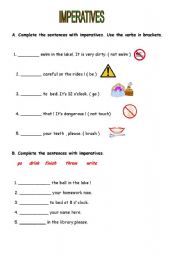 English worksheet: IMPERATIVE