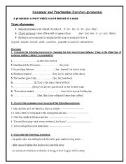 English Worksheet: Grammar review : pronouns