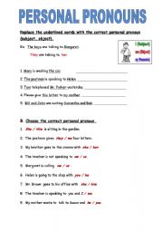 English Worksheet: PERSONAL PRONOUNS