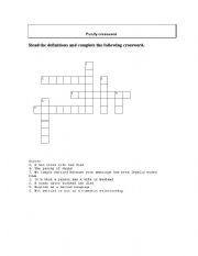 English Worksheet: Family crossword