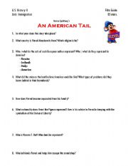 English Worksheet: An American Tale Film Guide