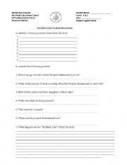 English worksheet: Islamic studies