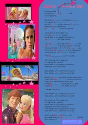 English Worksheet: Aqua - Barbie Girl + KEY Included 