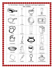 English Worksheet: In the kitchen