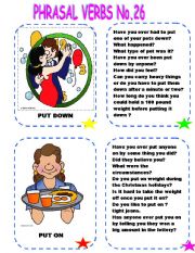 English Worksheet: PHRASAL VERBS WITH PUT DOWN AND PUT ON