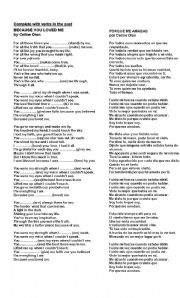 English Worksheet: celin dion- because you loved me