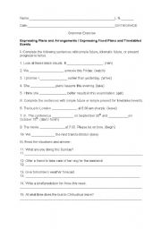 English worksheet: expressing arrangements and timetabled events
