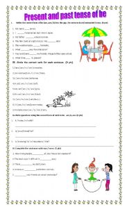 English Worksheet: Present and Past Tense of Verb To Be