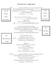 English worksheet: Animal song - Listening comprehension 