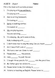 English worksheet: Object practice