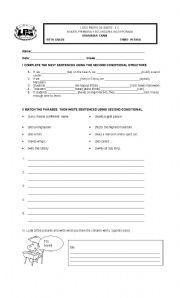 English Worksheet: SECOND CONDITIONAL AND WISH