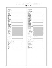 English Worksheet: Opposite words