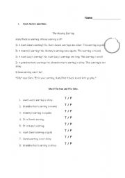 English worksheet: Reading comprehension - adjectives and usage of saxon genitive