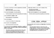 English worksheet: As / Like Table