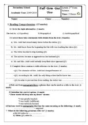 English Worksheet: full term test2