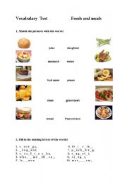 English worksheet: test on foods