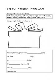 English worksheet: Lolas Present