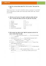 English Worksheet: Video Activity : Life styles