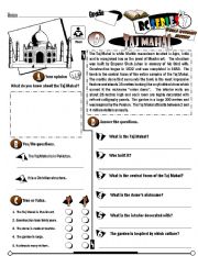 English Worksheet: RC Series_World Wonders Edition_08 Taj Mahal (Fully Editable) 