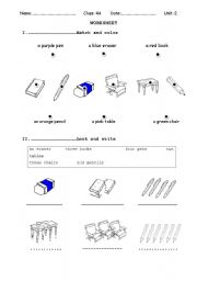 English Worksheet: school things