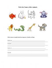 English worksheet: Animal description