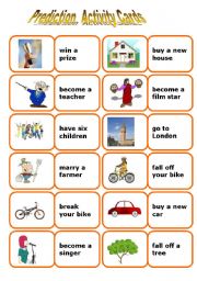 English Worksheet: Future - Prediction cards Game, About 58 cards and Rules. Fully editable 
