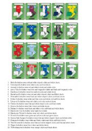 English Worksheet: Football Strips (colours and clothes)