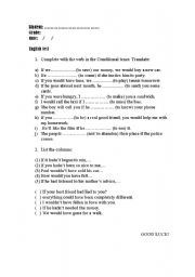 English worksheet: Conditional test