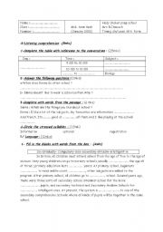 English Worksheet: mid-term test(Education in England