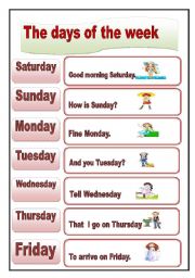 English Worksheet: The days of the week