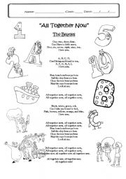 English Worksheet: all together now song