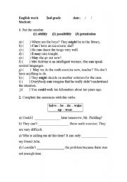 English worksheet: Modal test