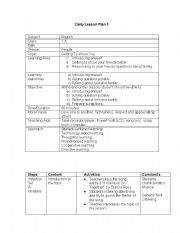 English Worksheet: lesson plan 