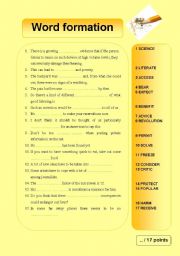 English Worksheet: Word formation - vocabulary