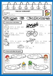 English Worksheet: Toys and colours