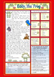 English Worksheet: Eddy, the Frog (KEY included)