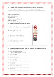 English Worksheet: Obligation / Prohibition