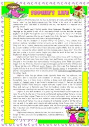 English Worksheet: SOPHIES  LIFE *** READING with EXERCISES