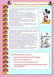 English Worksheet: Describing Hollywood Cartoons 