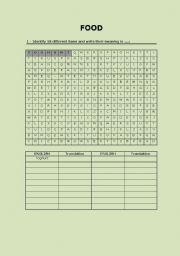 English worksheet: Food crossword