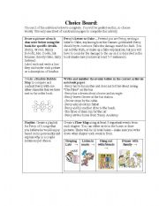 English worksheet: Choice Board: The Lightning Thief