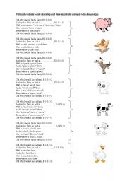 English Worksheet: old macdonald and animals 