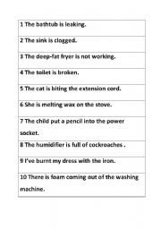 English Worksheet: Household problems charades