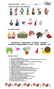 English Worksheet: GNOMEO & JULIET (after watching activities + keys)