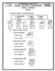English Worksheet: action and abilities